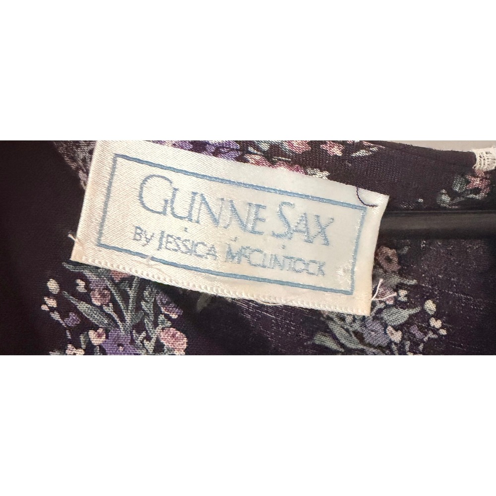 Gunne Sax Jessica McClintock Vintage Floral Lace Maxi Dress Purple Cottagecore - Picture 6 of 7